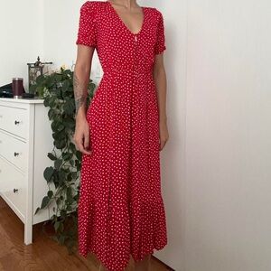 Zara Red and White Midi Dress